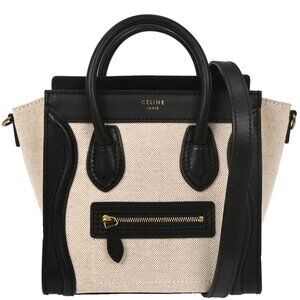 Celine Off-white Canvas Nano Luggage Tote Bag S･ZP･1111 144725